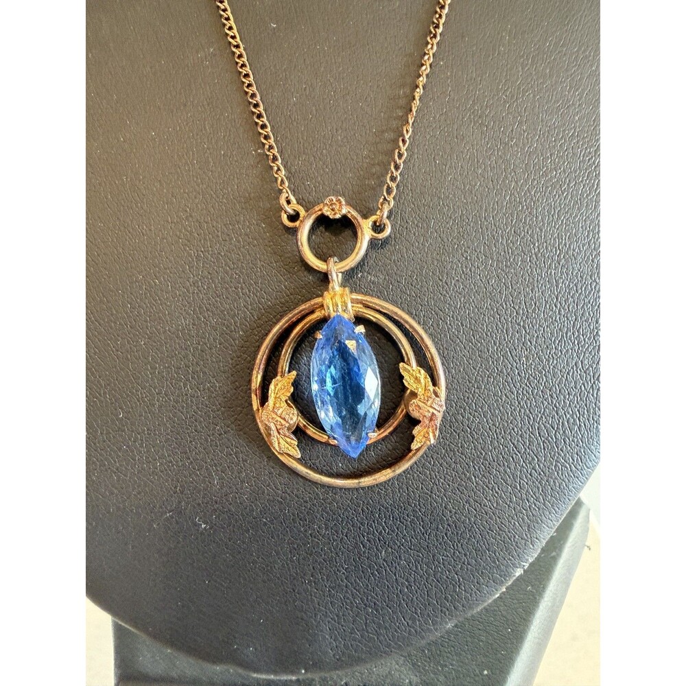Victorian Lavalier Pendant Necklace Turquoise 1910's
